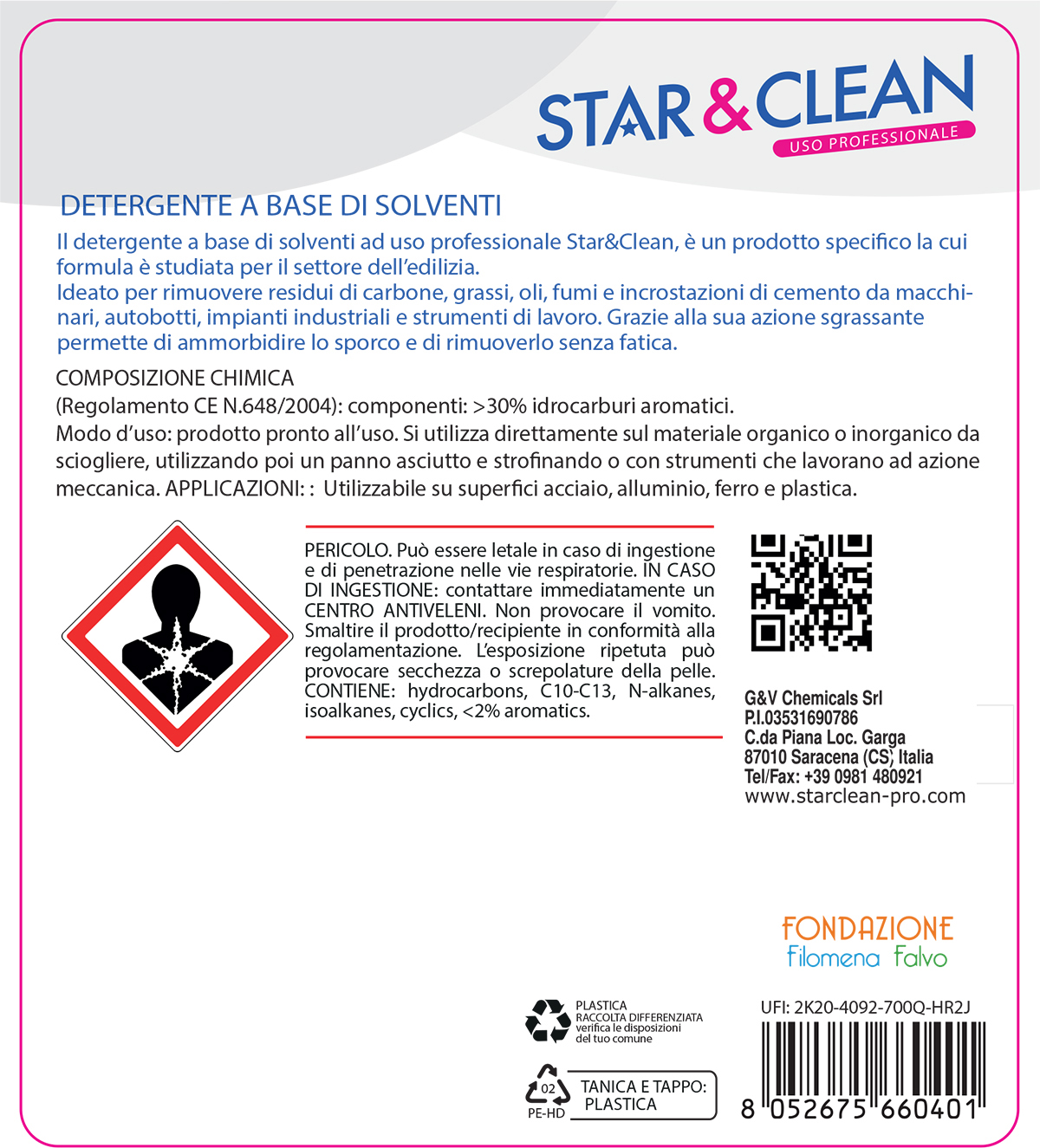 Detersivi concentrati - star clean 623 - detergente a base di solventi